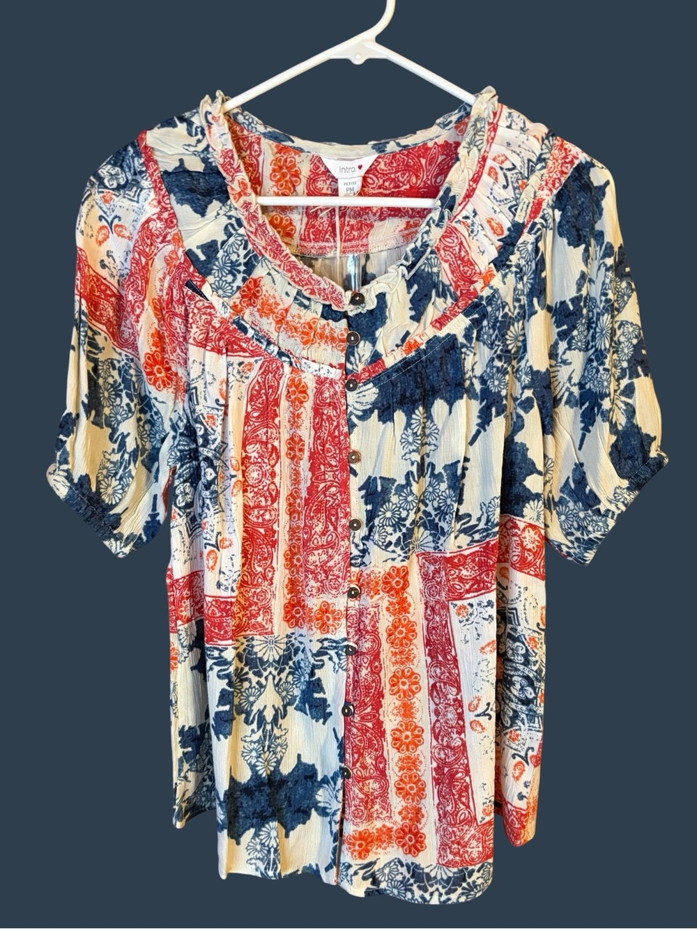 Intro petite medium summer top, 100% rayon gauze, new
